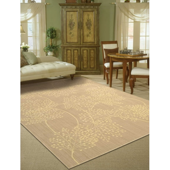 Nourison Capri Floral Sand 5'3" x 7'5" Area Rug, (5x7)