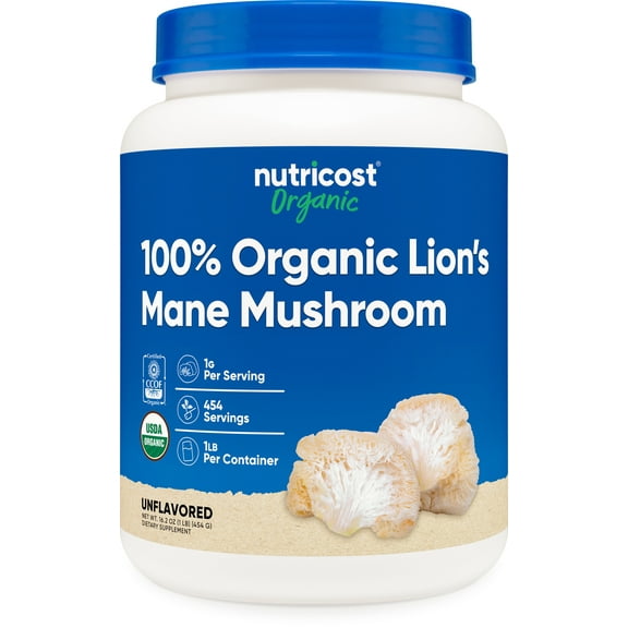 Nutricost Organic Lion's Mane Mushroom Powder (1 lb) Supplement, 454 Servings