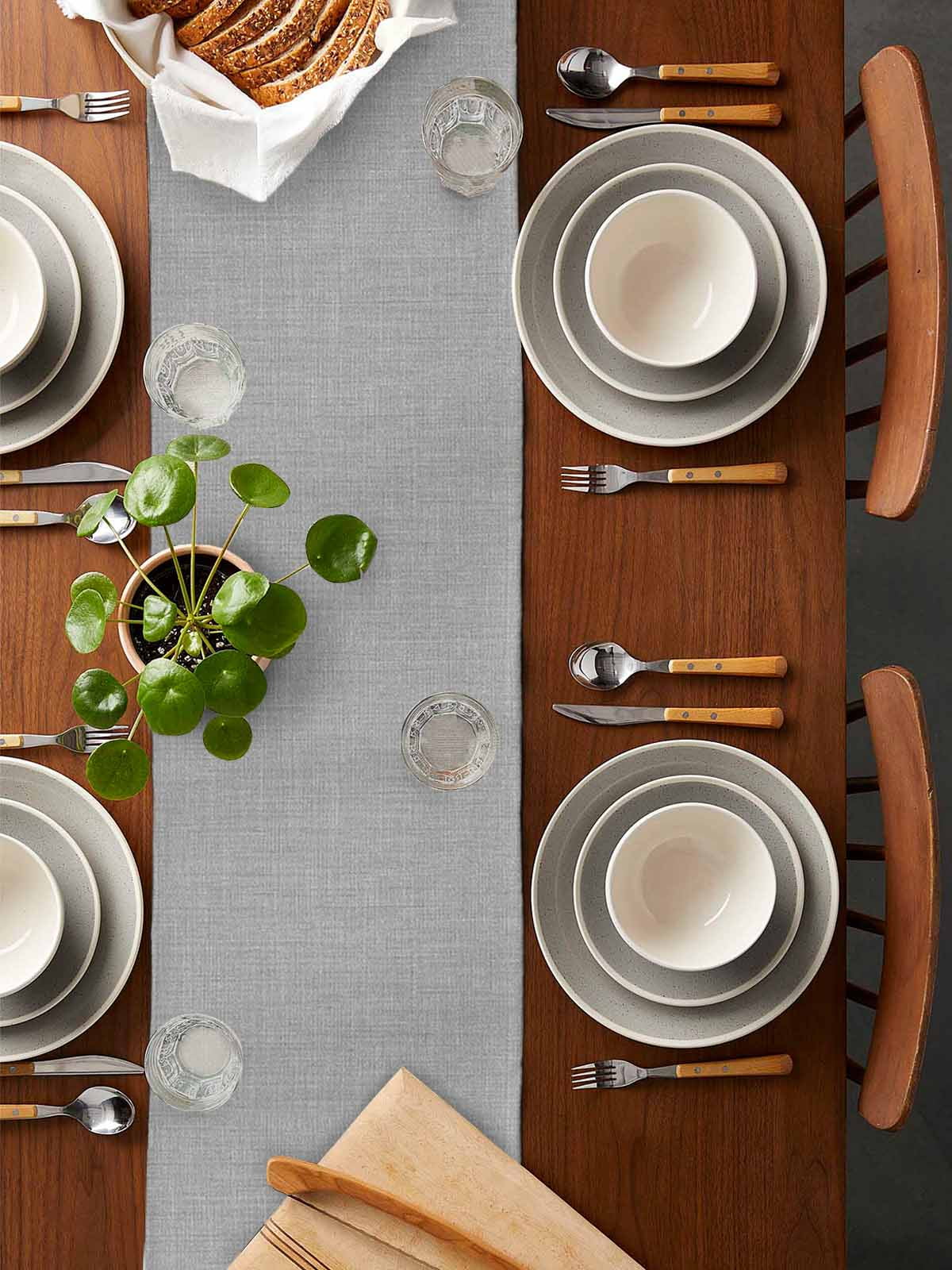 nqOlkjepod Grey Burlap Texture Table Runner 120 Inches Long Farmhouse Dress Scarves, Farmhouse Vintage Gray Dining Tablerunner for Coffee Table/Kitchen Island/Party Décor, 13" x 120"