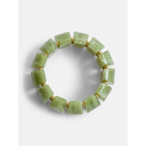 Scenario Women's Green Marbled Resin Stretch Bracelet