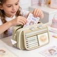 thumbnail image 5 of Big Capacity Pencil Case with 3 Compartments, Large Pencil Pouch Pen Bag Organizer for Office Essentials,Beige, 5 of 7