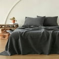 thumbnail image 4 of Simple&Opulence 100% Linen Fitted Sheet (1 Piece) Mattress Cover, Natural Belgian Flax-Full Size, 14 Inch Deep Pocket Stone Washed Farmhouse Bedding - Charcoal Grey, 4 of 7