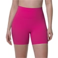 thumbnail image 2 of Women High Waist Tummy Control Solid Seamless Biker Shorts Stretch Skinny Yoga Running Workout Fitness 3 Inch Athletic Compression Short Pants 12-Hot Pink M, 2 of 5