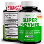 GoBiotix Super Digestive Enzymes with Prebiotics & Probiotics for Men & Women, 60 Capsules for Digestion Support