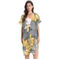 thumbnail image 2 of Beach Vacation Clothes Kimono Cardigan Loose Swimsuit Cover Up for Women Sunflowers with Leaves S, 2 of 6