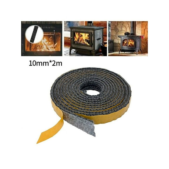 Self Adhesive Glass Seal Black Flat Stove Rope Stove Fire Rope Low Thermal Conductivity Excellent Thermal Stability Home Improve
