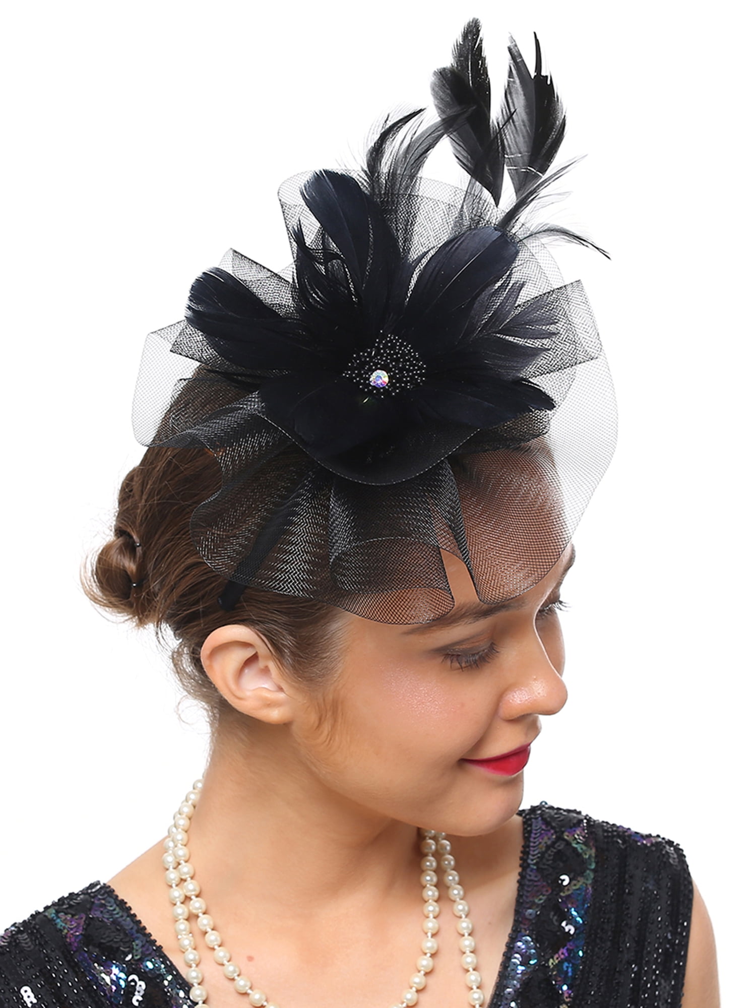 Fascinators Hat for Women Flower Mesh Feather Kentucky Hats Wedding Tea Party Headwear