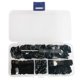 thumbnail image 1 of Percha para marcos, ganchos, percha de madera para marcos, percha dentada, juego de marcos con caja con compartimentos (251 piezas) (negro), 1 of 5