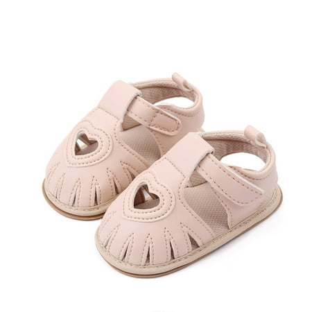 

kpoplk Toddler Sandals Girls Single Shoes Hollow Out Love First Walkers Shoes Toddler Sandals Cute Shoes For Teen Girls(Pink)