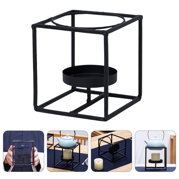 GOOHOCHY 1Pc Teapot Warmer Simple Tea Heater Iron Tea Stove Rack Without Candles