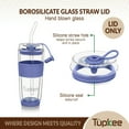 thumbnail image 2 of Tupkee Glass Straw Lid Jacaranda - For Tupkee Double Wall Glass Tumbler, 14oz & 8oz Hand Blown Glass Travel Mug, 2 of 7