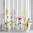 thumbnail image 2 of Pastoral Sunflowers Shower Curtain for Bathroom, Floral Plants Leaves Farmhouse Waterproof Cloth Fabric Bathroom Accessories Set with 12 Rust Proof Plastic Hooks, 66"x72", 2 of 9