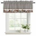 thumbnail image 2 of Farmhouse Valances for Windows, Decorative Rod Pocket Window Valance Curtains, American Country Star Barn Black Plaid Berry Short Curtain Drapes for Kitchen/Living Room, 2 Panels, 60" W x 18" L, 2 of 8