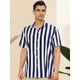 thumbnail image 2 of INSPIRE CHIC Camisa a rayas para hombre, manga corta, color block, con botones, playera de playa Azul marino XL, 2 of 6