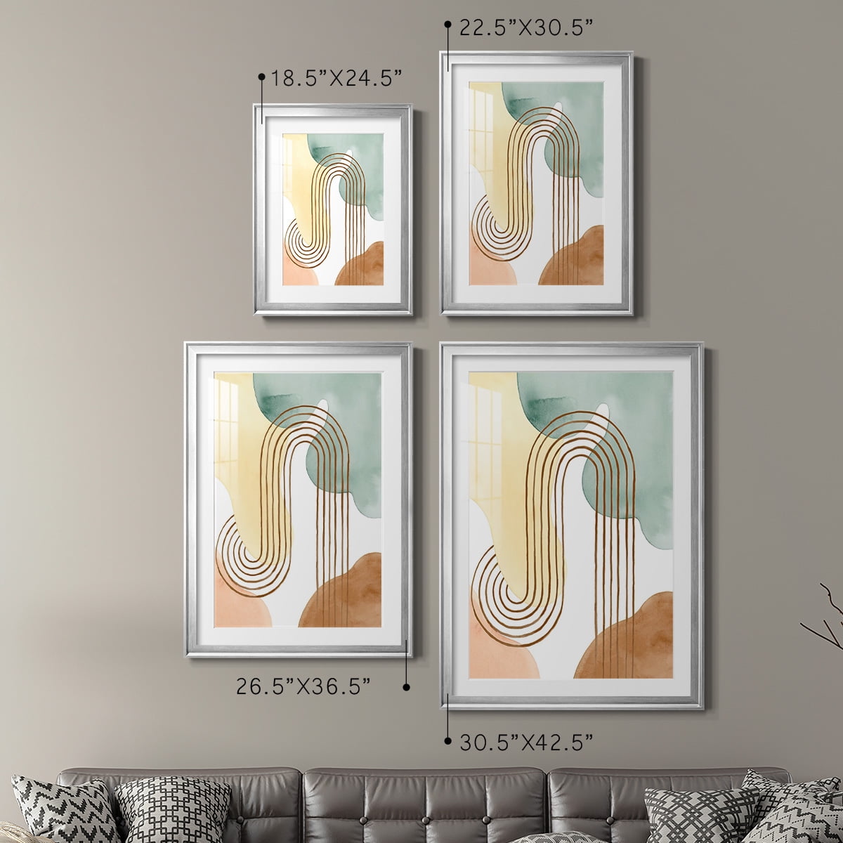 Wexford Home Spring Shapes I Premium Framed Print, 18.5" x 24.5" - Ready to Hang, Silver (Set of 2)