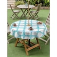 thumbnail image 3 of Blue Plaid Outdoor Tablecloth - 54 Inch Round Dining Table Cover, Farmhouse Buffalo Check Stripes Modern Geometric Waterproof Outdoor Table Cloth with Umbrella Hole & Zipper for Picnic/Patio/Party, 3 of 7