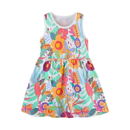 

Toddler Girls Sleeveless Cartoon Floral Prints Dress Princess Dress Clothes Princess Dress Set Winter Baby Essentials Baby Girl Christmas Outfit 0-3 Months