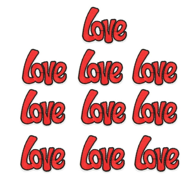 10 piezas de parches bordados Love, bordados finos, sombreado, imperfecciones, daños, parches de amor DIY para ropa, bolsos, sombreros, pantalones