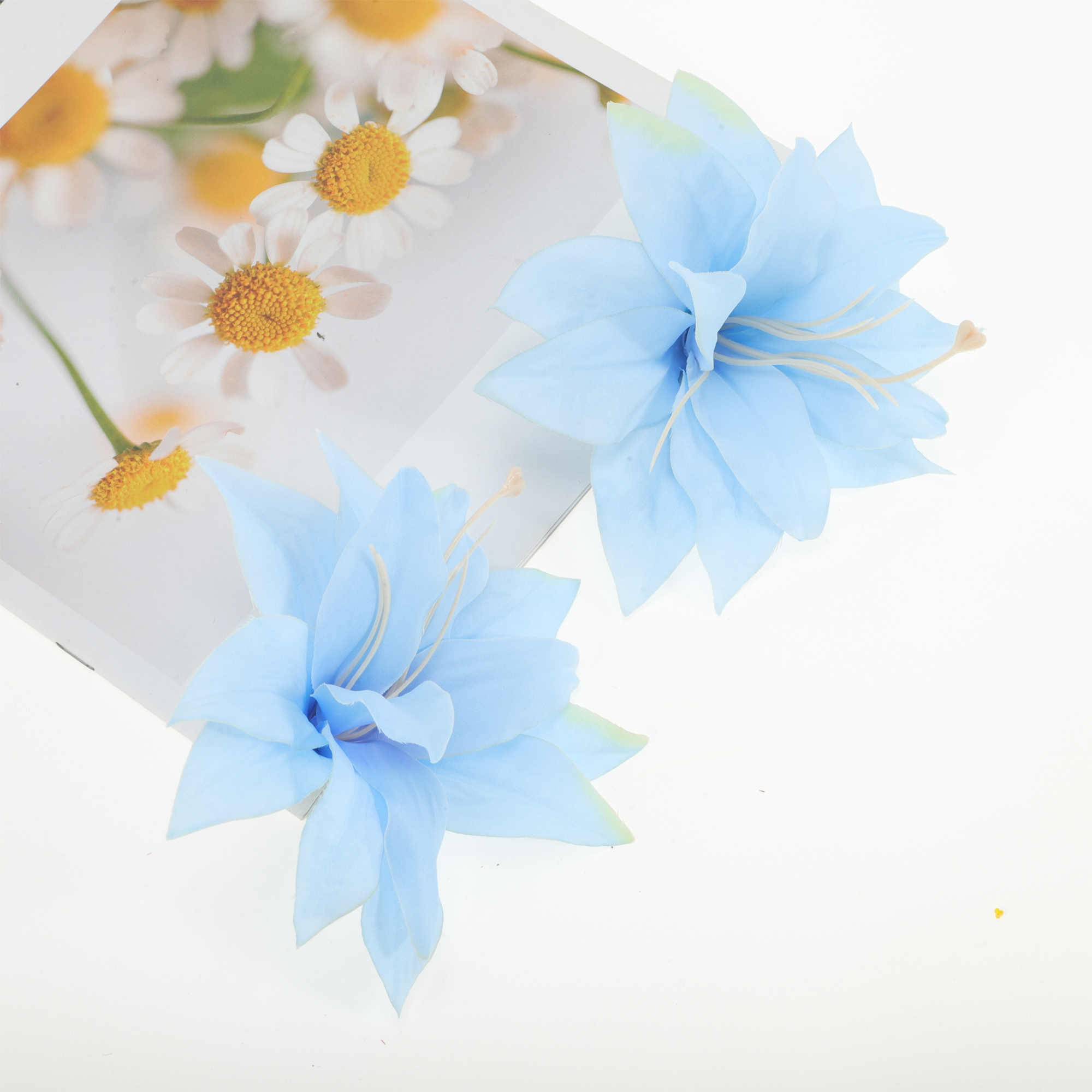 Unique Bargains 2Pcs Fashionable Hairstyles Artificial Flower Hair Clip Blue