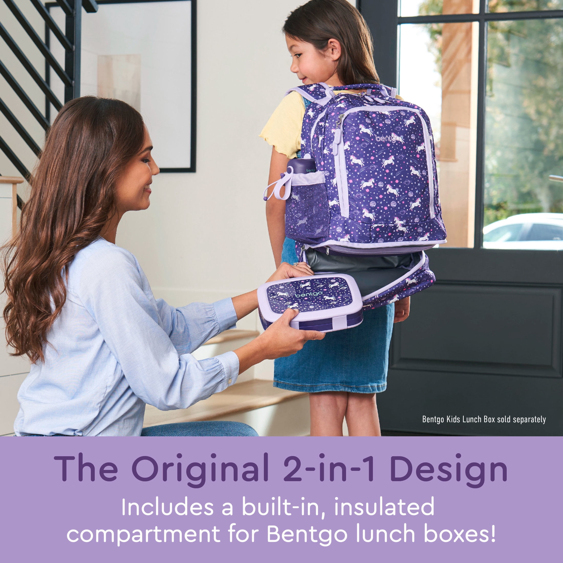 bentgo Kids Prints Unicorn Backpack w/ Lunch Box Purple (BGBKPAK-UNI)