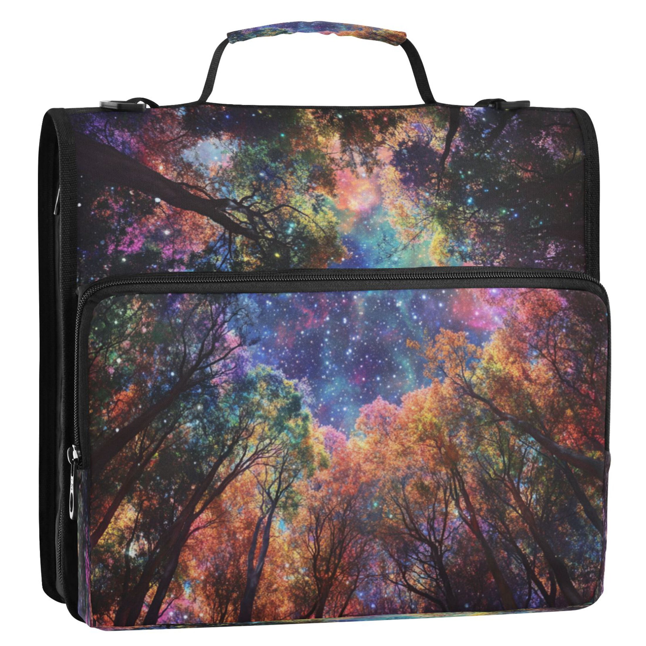 YAZAOO Zipper Binder trapper keeper Documents Organized Design Cosmic Canopy Printed