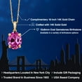 thumbnail image 2 of Gem Stone King 14K Yellow Gold Pink Created Sapphire Pendant Necklace | 3.25 Cttw | Gemstone September Birthstone | Oval 10X8MM | Gold Necklace for Women | With 18 inch Gold Chain, 2 of 6