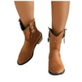 thumbnail image 5 of Mostsola Cowboy Boots for Women Retro Buckle Studded Western Booties Suede Cowgirl Short Boots, 5 of 9