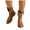 Brown, variant on Womens Studded Wide Mid Calf Riding Boots Casual Buckle Chunky Mid Heel Western Cowboy Cowgirl Boots