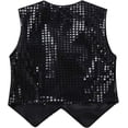 thumbnail image 2 of Kids Boys Girls Sequined Dance Hip Hop Performance Party Costume Vests Jacket Waistcoat for Prom Wedding Dance Costumes, 2 of 6