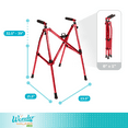 thumbnail image 4 of Stander Wonder Walker Lite, Lightweight and Foldable Walker for Adults, Seniors, and Elderly, Collapsible Travel Walker for Mobility Support, Compact Standard Walker without Wheels, Sport Red, 4 of 6
