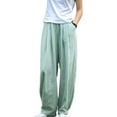 thumbnail image 2 of Edvintorg Womens Wide Leg Pants Casual Loose Yoga Sweatpants Summer Loose Fit Elastic High Waist Cotton Linen Pants with Pockets Trousers Women Green XXXL, 2 of 4