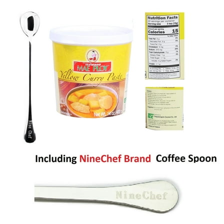 NineChef Bundle - Mae Ploy Thai Yellow Curry Paste - 14 oz jar   1 NineChef Spoon