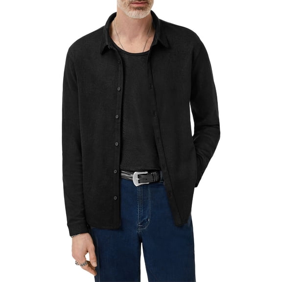 John Varvatos mens Dunford Jacquard Shirt, s, Black