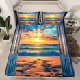 thumbnail image 6 of jejeloiu Sea Beach Twin Sheet Sets,Orange Sunset Bedding,Hawaii Summer Holiday 03 For Men Women 3-Piece, 6 of 7