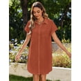 thumbnail image 5 of Zeagoo Linen Dresses for Women 100% Cotton Short Sleeve V-Neck Button Down Tshirt Dress Summer Casual Beach Sundress Loose Tunic Shift Sundresses, 5 of 6