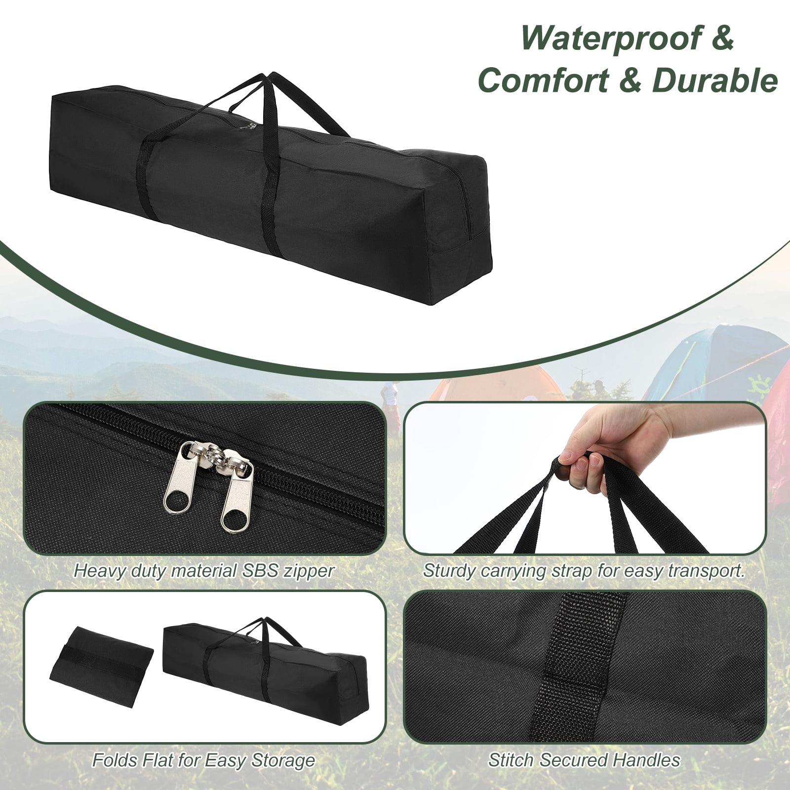 Uxcell Storage Duffle Bag, Zippered Duffel Bag for Travel 45 Inch & Black -Fitting for (Outdoor/Travel/Tent/Sports)