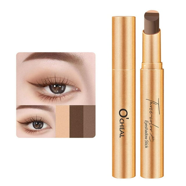 Easy-to-Apply Gradient Eyeshadow Stick, Waterproof Eye Makeup Shimmer Stick, Long Lasting Three-Color Highly Pigmented Rotating Design for Newcomers, 01# Matte Earth