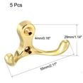 thumbnail image 2 of Unique Bargains Dual Prong Coat Hooks Wall Mounted Retro Double Hooks Utility Gold Hook for Coat Towel Hat 30mm x 55mm x 29mm 5Pcs, 2 of 5