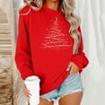 thumbnail image 2 of FAWUUDO Women's Christmas Sweatshirt Cute Xmas Print Shirts Dressy Holiday Tops Festival Crewneck Sweater Red, 2 of 6