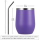 thumbnail image 4 of Copa para vino de 355 ml sin tallo y con tapa deslizante | De doble pared al vacío, de acero inoxidable | Se mantiene fría y caliente para vino, café, cócteles y bebidas | Perfecto para regalo, 4 of 8