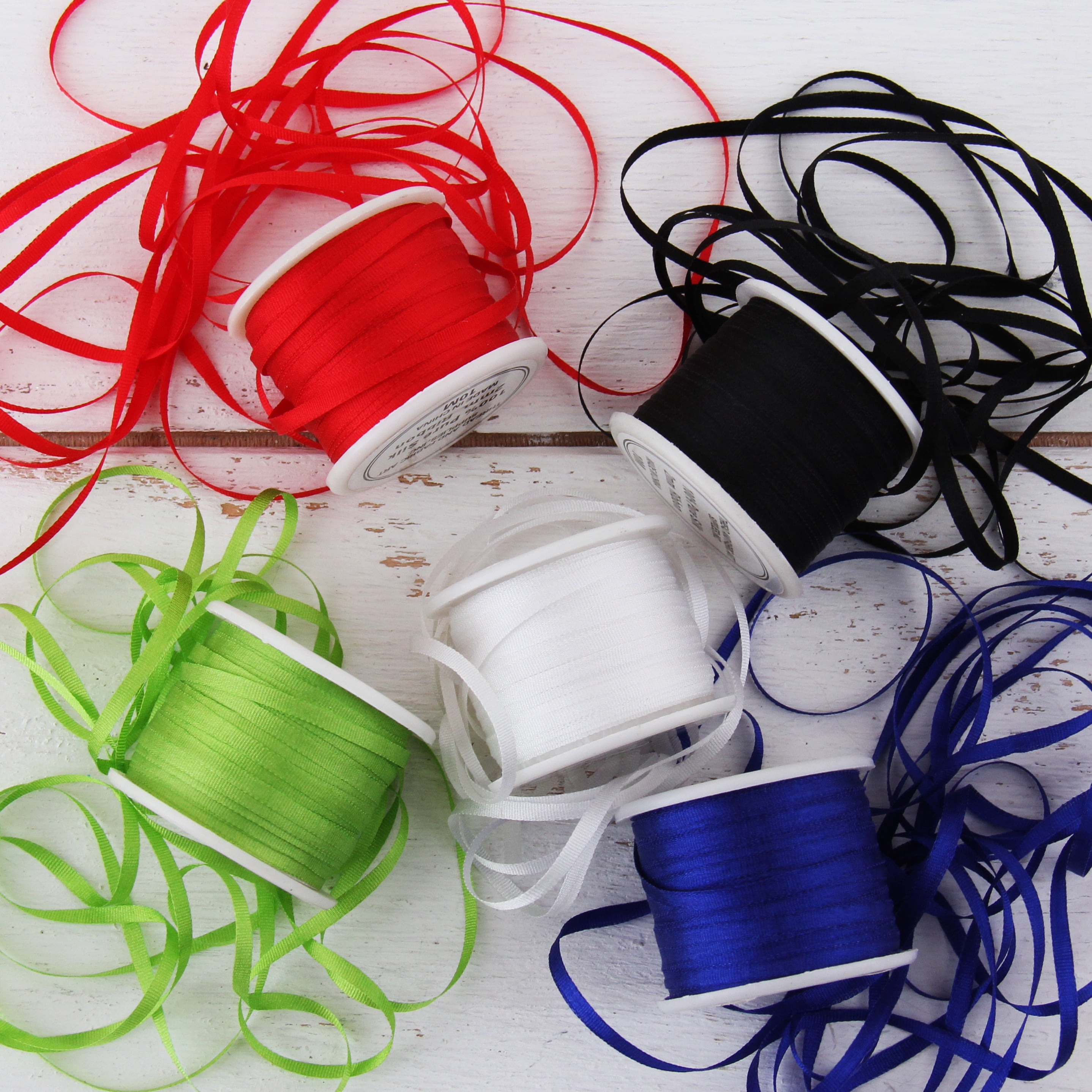 Threadart 2mm Silk Ribbon Set - Essential Colors - Five Spool ...