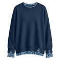 thumbnail image 5 of Caixia Womens Classic Dark Blue Round Neck Leopard Print Two Piece Style Sweatshirt Casual Loose Fit Long Sleeve Pullover for Women Autumn Wardrobe, 5 of 7