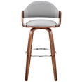 thumbnail image 4 of Home Square 26" Gray Faux Leather and Walnut Wood Bar Stool - Set of 3, 4 of 11