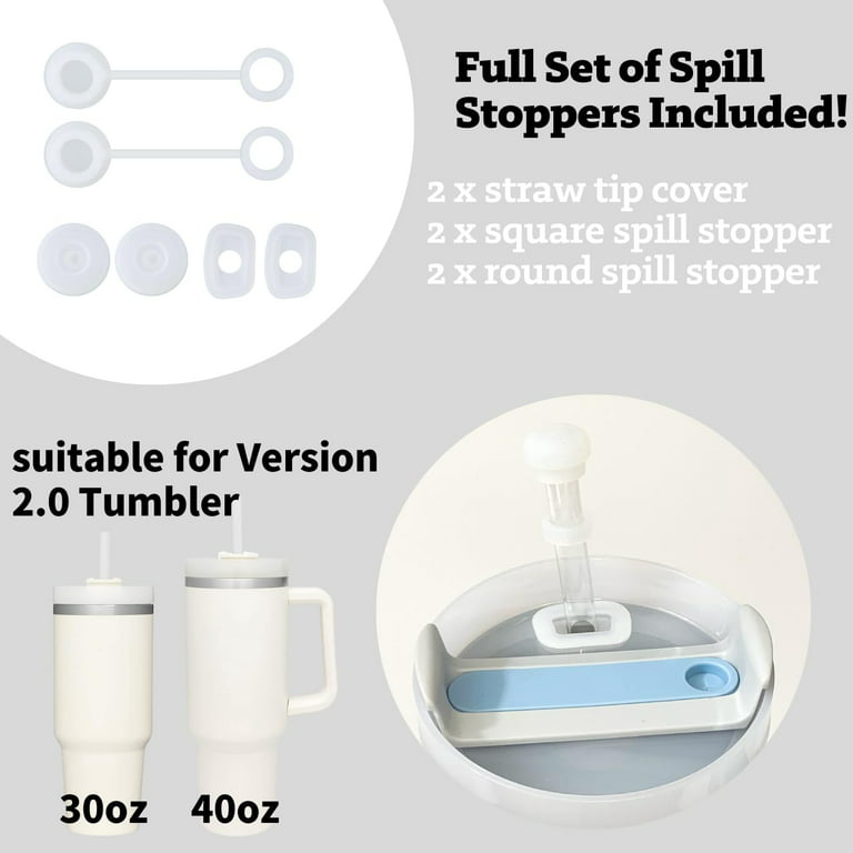 6pcs Stanley Cup Silicone Spill Proof Stopper Kit - Includes 2 Straw  Covers, 2 Spill Stoppers, and 2 Leak Round Stoppers - Prevents Messy Spills  and L