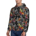 thumbnail image 3 of Pofeuu Multicolored Butterflies C Print Mens Casual Hooded Collar Drawstring Hoodies Pullover Sweatshirts Casual Long Sleeve Shirts-3X-Large, 3 of 7