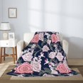 thumbnail image 2 of Throw Blanket for Couch Sofa and Bed, Gorgeous Pink Rose Flowers Super Soft Plush Throw Blanket, Fuzzy Cuteness Comfy Warm Washable Flannel Blanket & Throws for All Season 40"x30", 2 of 5