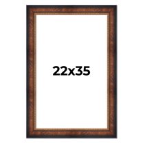 22x35 Frame Brown Walnut Gold Ornate Trim Solid Wood Plein Air Picture Frame | 3 Inch Moulding