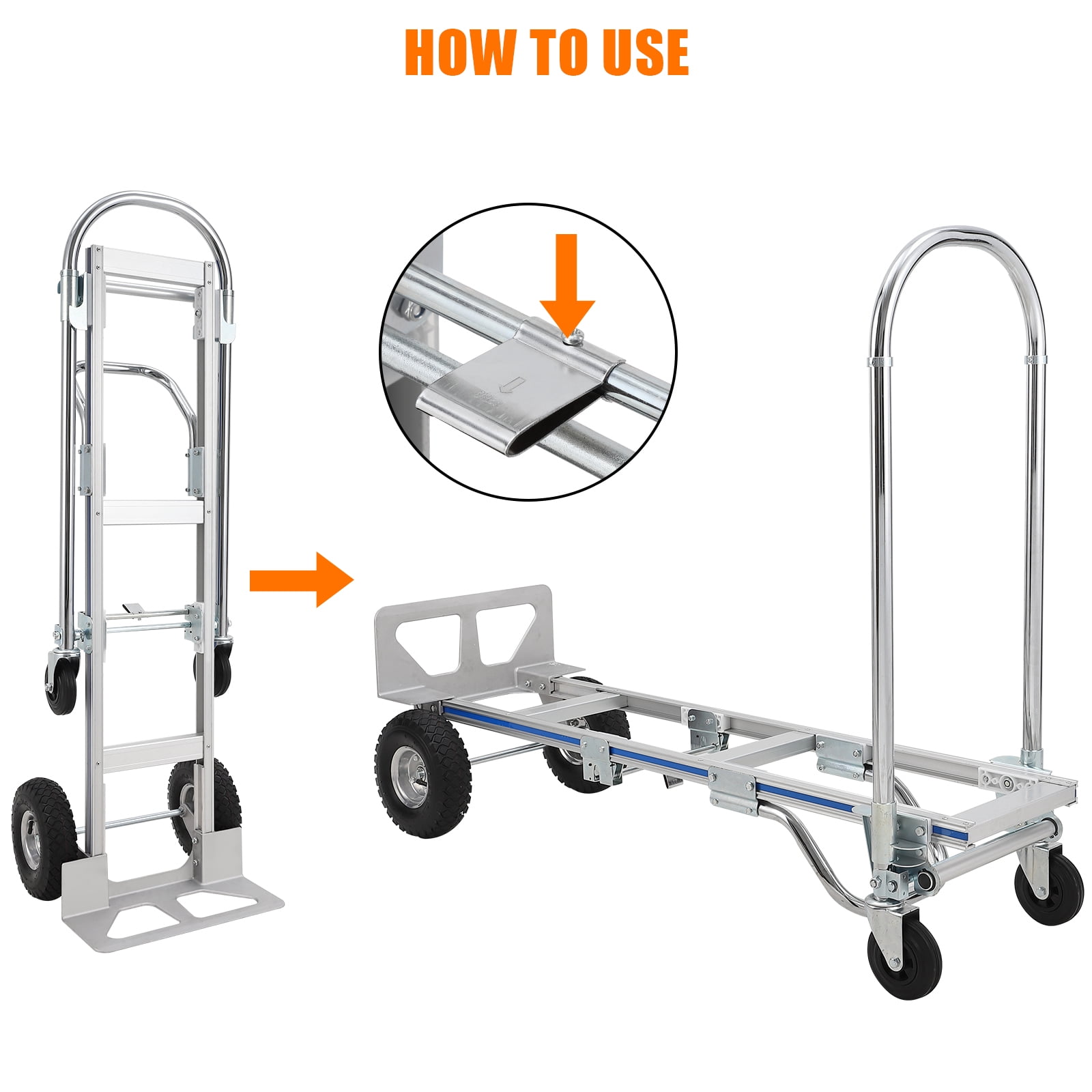 Garvee Folding Hand Truck,2-in-1 Aluminum Dolly Cart with Wheels,770 LBS Capacity Heavy Duty Hand Trucks for Transport and Moving