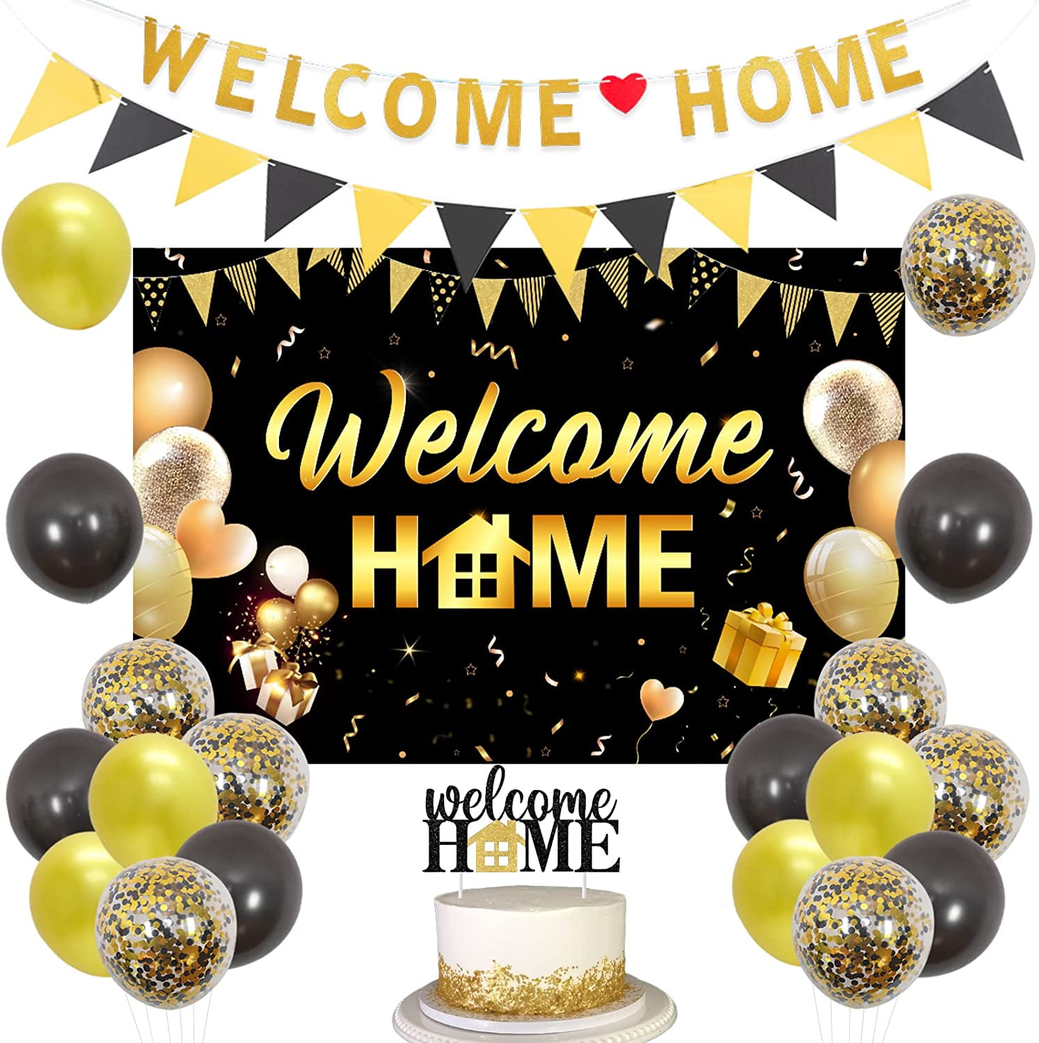Home Party Decorations Black Gold Home Backdrop