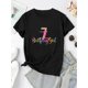 thumbnail image 2 of Camiseta Para Mujer Verano Suave Camiseta Con Cuello Redondo Para Mujer Para Caminar Por La CalleCreative English Colorful Pattern Printed Women'S Fashion Trendy Round Neck Short Sleeve, Simple Casu, 2 of 6